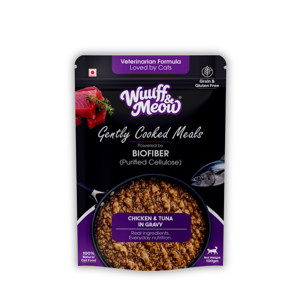 Wuuff&Meow Chicken & Tuna in Gravy For Cat | Gently Cooked Wet Cat Food | 100 G