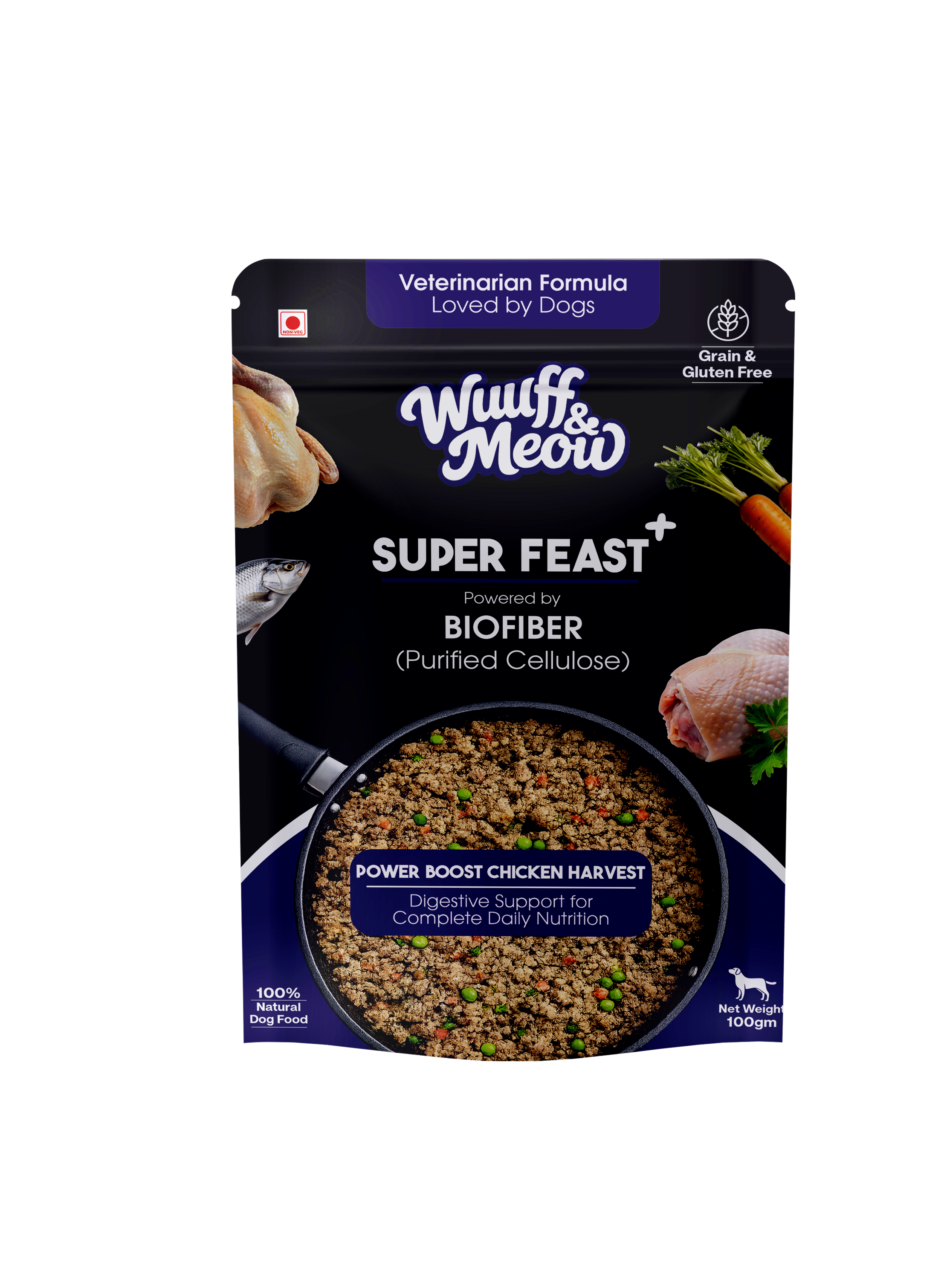Super Feast+ | Power Boost Chicken Harvest Wet Dog Food: Gently Cooked Nutrition Dog Meal | 100 G - Powered By Biofiber™ Digestive Fiber