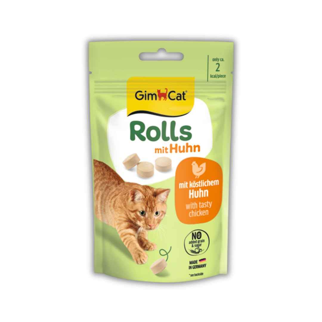 GimCat Rolls with Chicken – Low-Calorie Round Cat Treats | Real Chicken | 100 Rolls