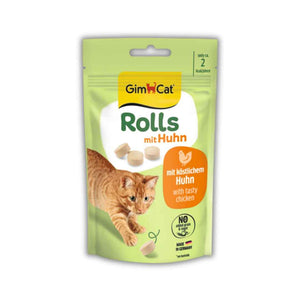 GimCat Rolls with Chicken – Low-Calorie Round Cat Treats | Real Chicken | 100 Rolls