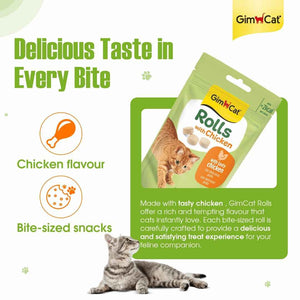 GimCat Rolls with Chicken – Low-Calorie Round Cat Treats | Real Chicken | 100 Rolls