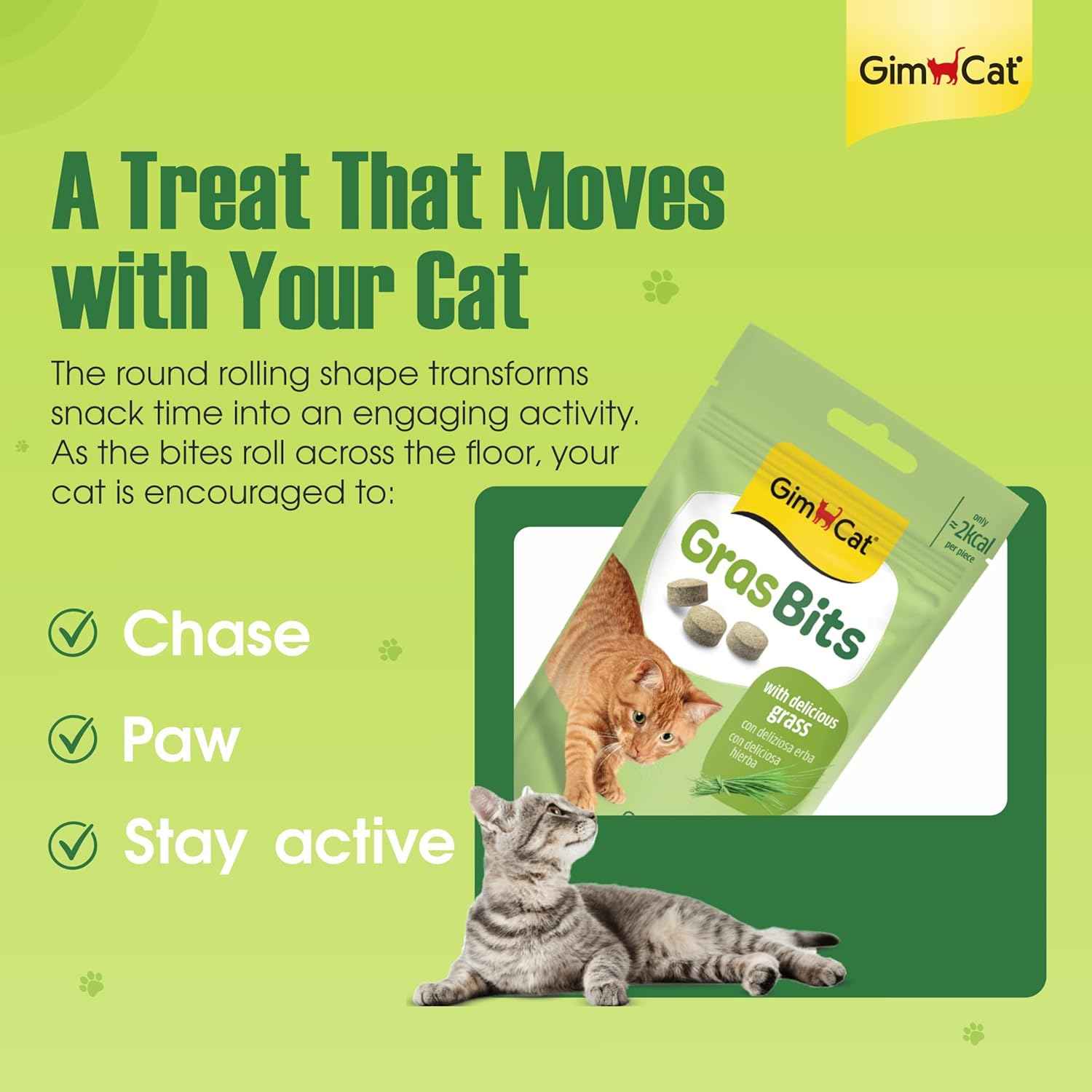 GimCat GrasBits – Grass-Flavoured Cat Treats with Vitamin D3 | 100 GrasBits