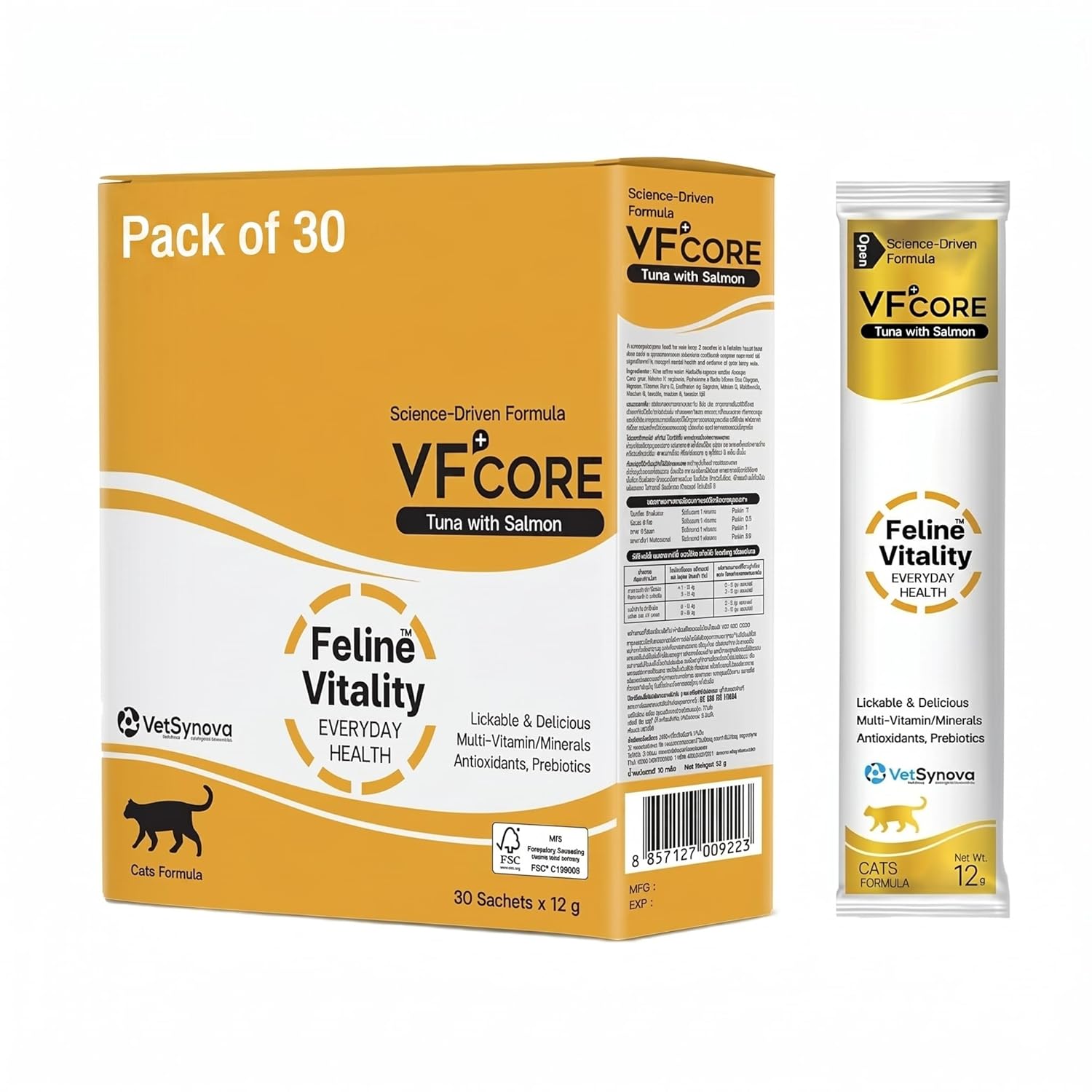 VFCore Feline Vitality — Complete Daily Multivitamin for Cats | Pack of 30 | 12g Each Lickable Sachet