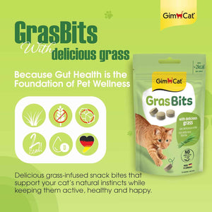 GimCat GrasBits – Grass-Flavoured Cat Treats with Vitamin D3 | 100 GrasBits