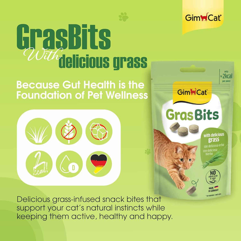 GimCat GrasBits – Grass-Flavoured Cat Treats with Vitamin D3 | 100 GrasBits