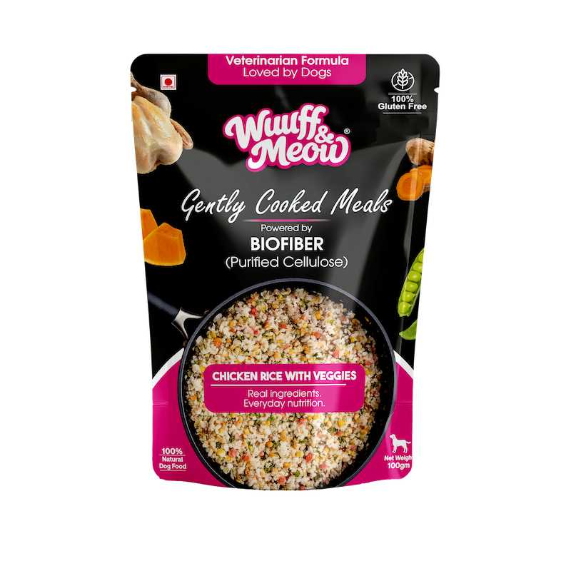 Chicken Rice & Veggies Dog Food | Gently Cooked Dog Meal · Powered by Biofiber™ with Arbocel® Plant Based Fiber