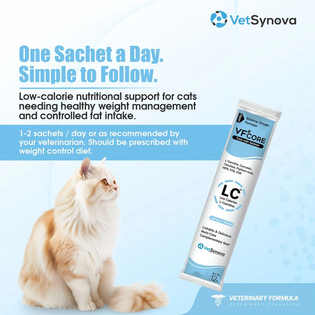 VFCore LC L-Carnitine Supplement for Cats | Weight Management Support | Pack of 30