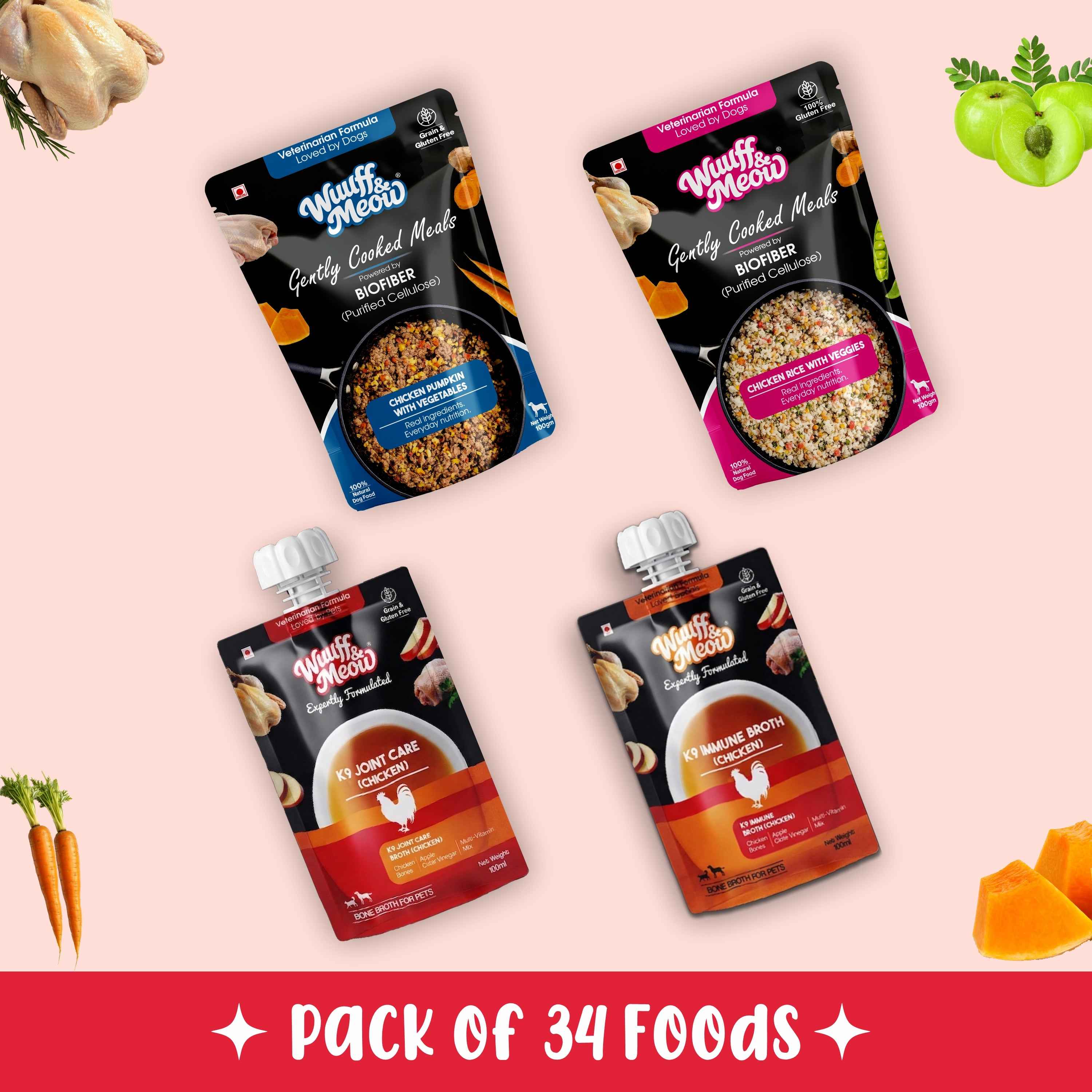 Large Dog Food For Performance Monthly Pack (Chicken Pumpkin & Veggies | Super Feast+ | K9 Immune Broth | K9 Joint Care Broth) 12+12+3+3 (15-30 Kg Dog)
