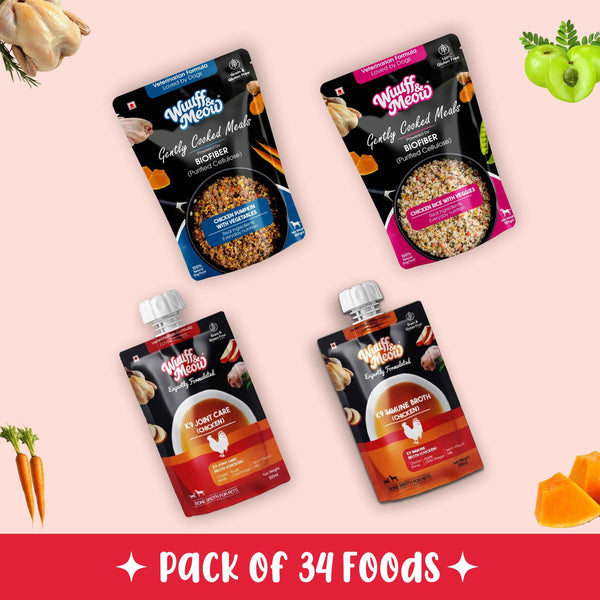 Large Dog Food For Performance Monthly Pack (Chicken Pumpkin & Veggies | Super Feast+ | K9 Immune Broth | K9 Joint Care Broth) 12+12+3+3 (15-30 Kg Dog)