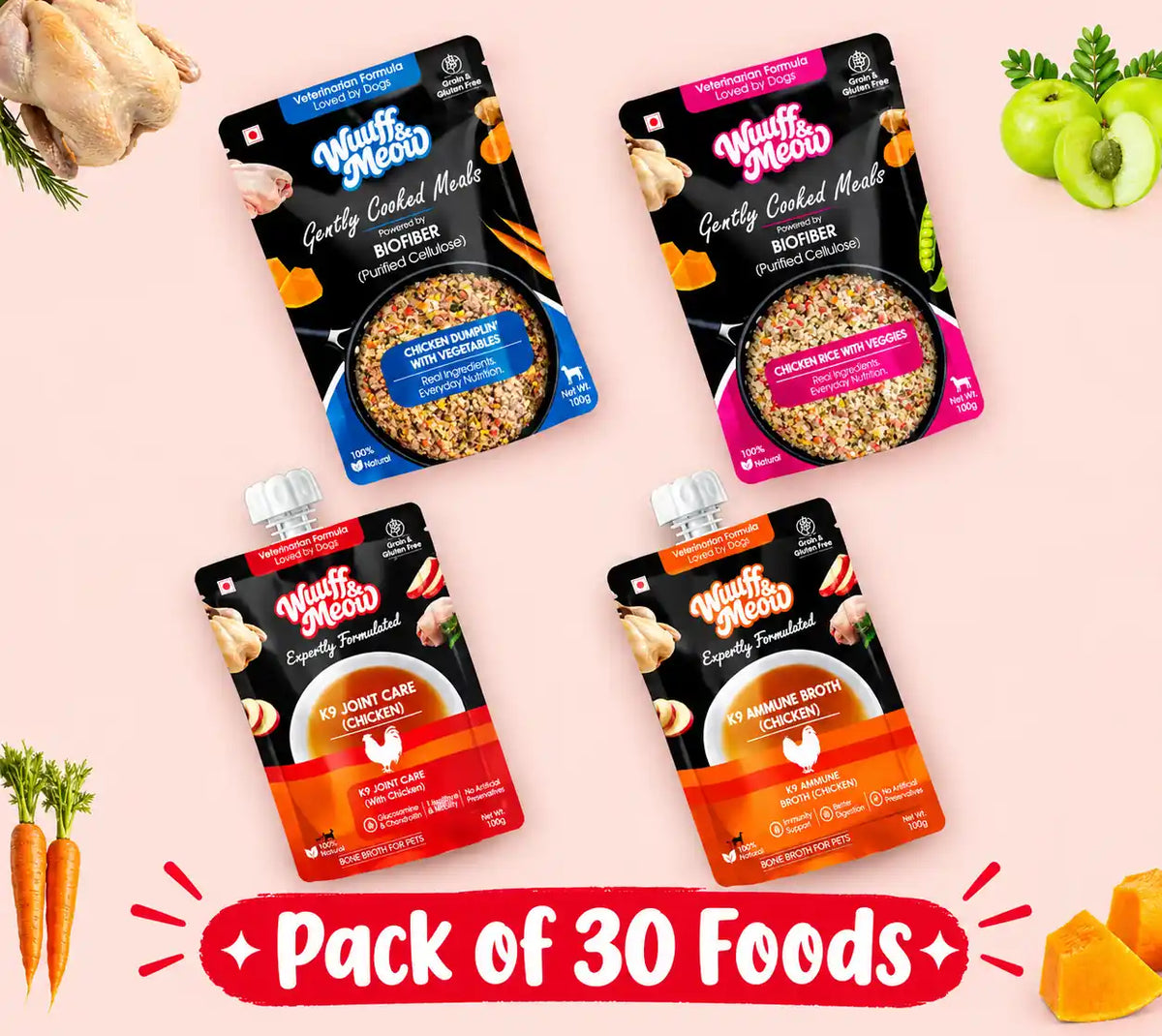 Large Dog Food For Performance Monthly Pack - 100% Natural & Zero Preservatives | Pack of 30