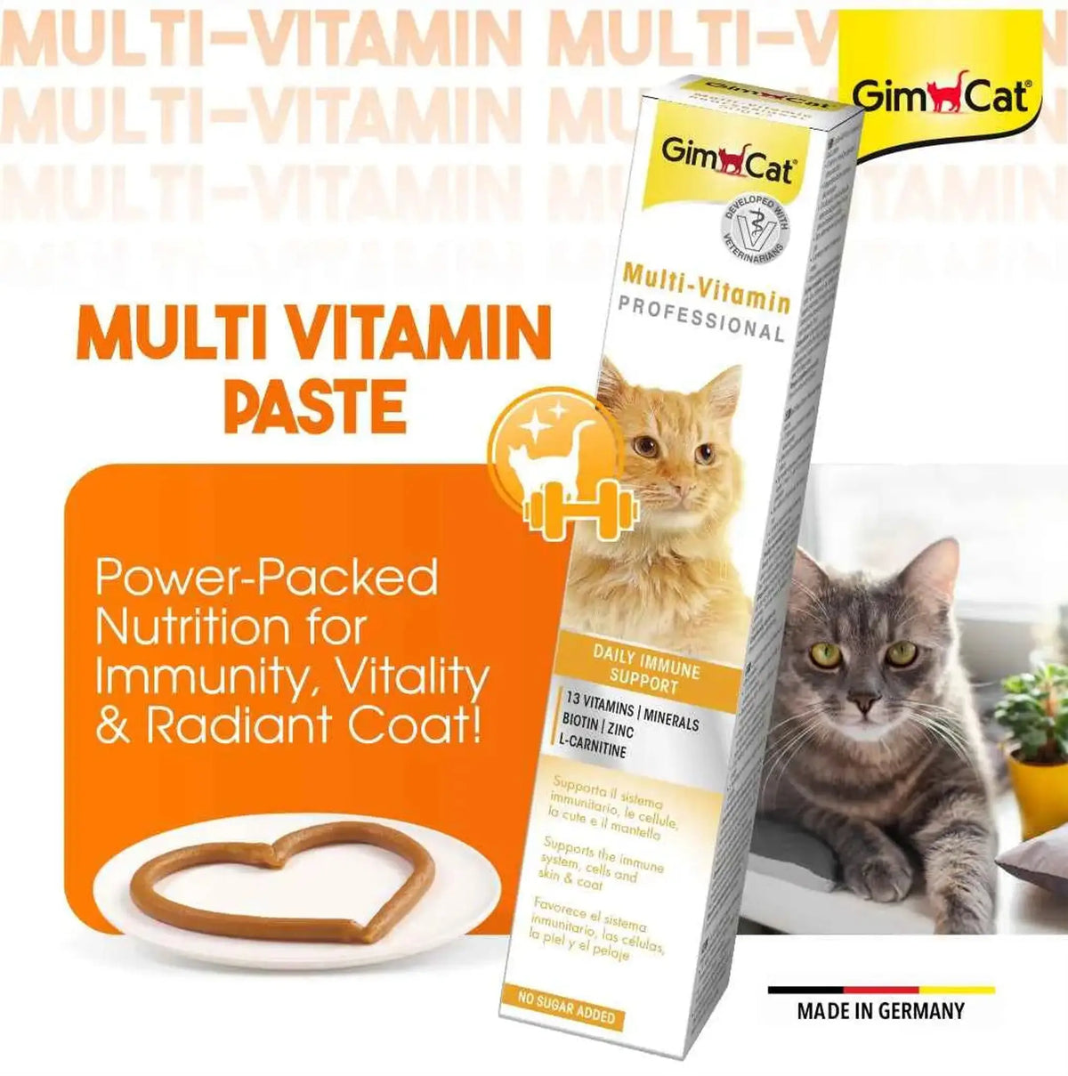 GimCat Multi-Vitamin Paste for Cats | Daily Multivitamin & Immune Support