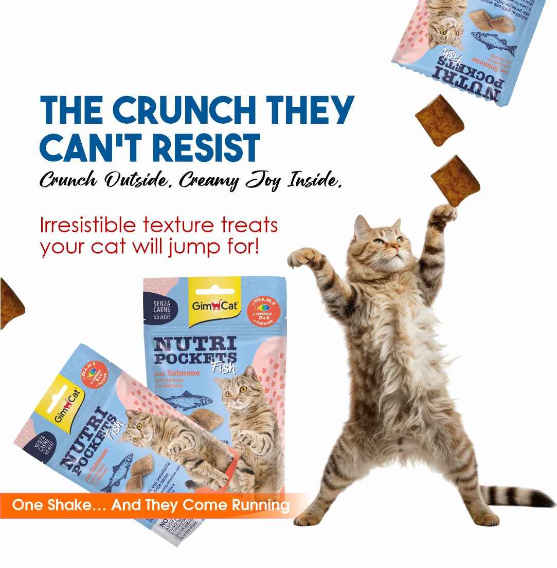 GimCat Nutri Pockets Fish – Crunchy Salmon Cat Treats