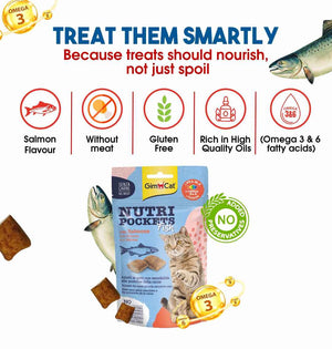 GimCat Nutri Pockets Fish – Crunchy Salmon Cat Treats
