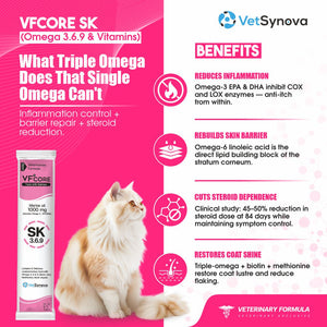 VFCore SK — Triple Omega 3.6.9 Skin & Coat Supplement for Cats | 12g Lickable Sachet