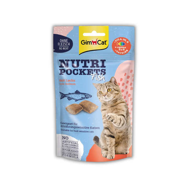 GimCat Nutri Pockets Fish – Crunchy Salmon Cat Treats