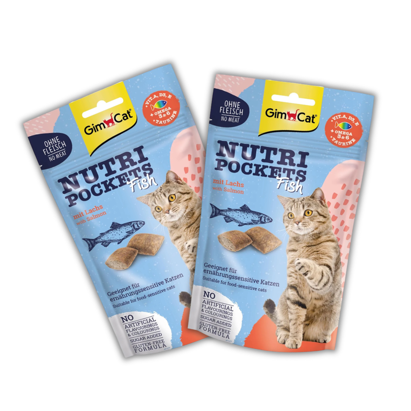 GimCat Nutri Pockets Fish – Crunchy Salmon Cat Treats