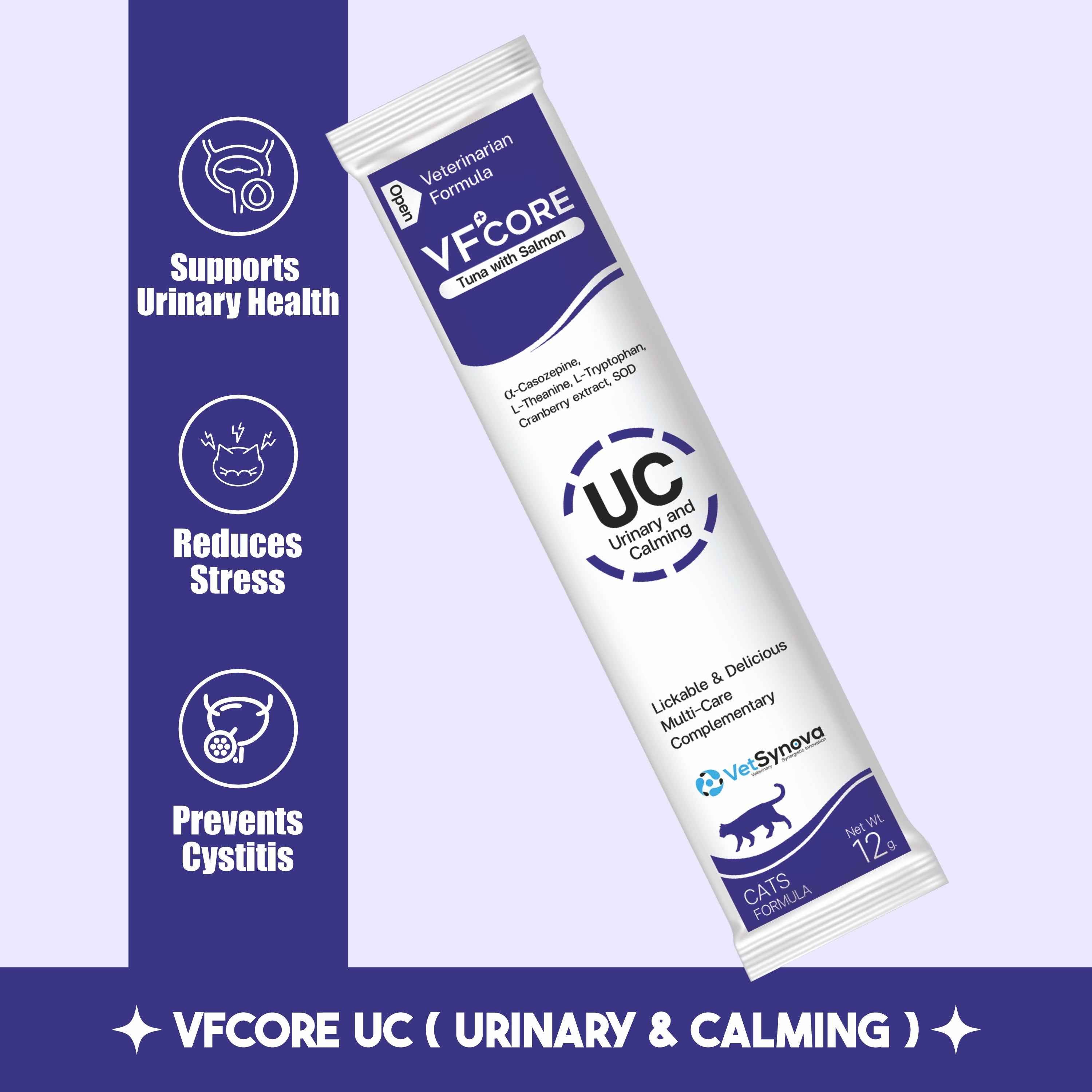 VFCore UC — Urinary & Calming Supplement for Cats | FIC & Stress Relief | 12g Lickable Sachet