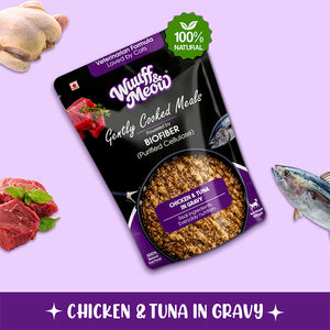 Chicken & Tuna in Gravy | Gently Cooked Wet Cat Food Powered By BioFiber - Arbocel Purified Plant-Based Fiber | 100g