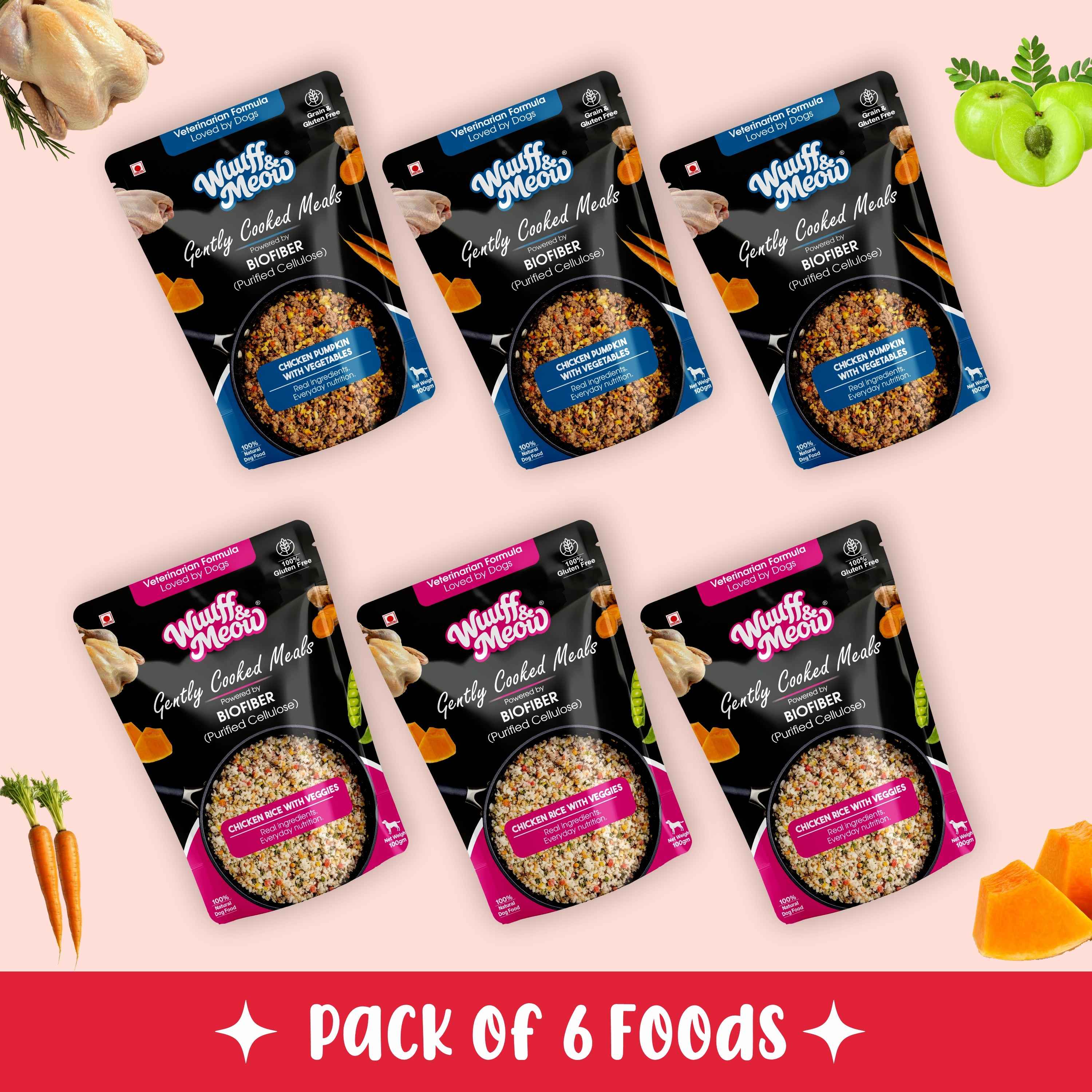 Chicken & Veggies Dog Food Trial Pack (Chicken Rice & Veggies | Chicken Pumpkin) 3+3
