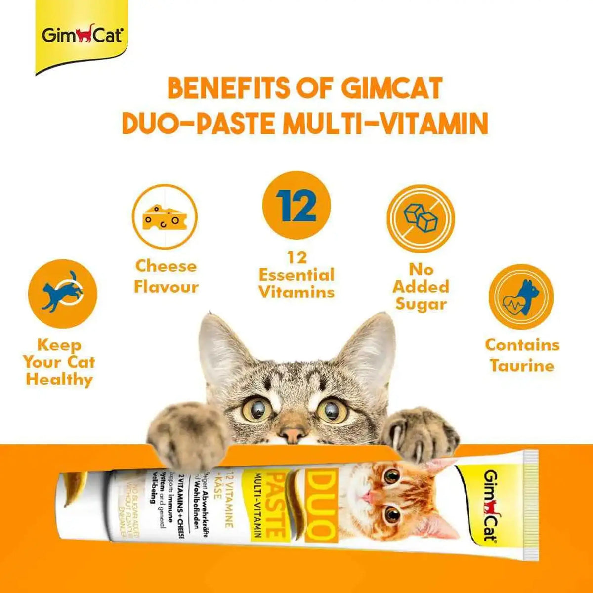 GimCat Duo-Paste Multi-Vitamin & Cheese for Cats | Multivitamin & Immune Support