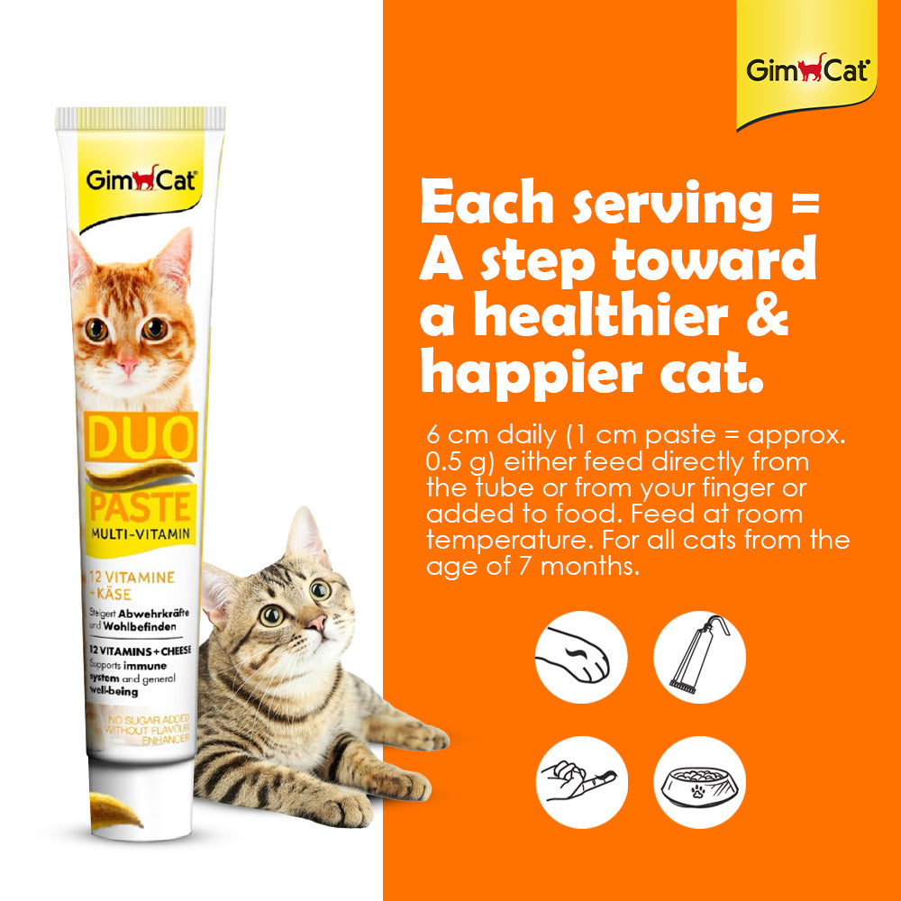 Wuuff&Meow GimCat Duo-Paste Multi-Vitamin & Cheese for Cats Daily Immunity & Vitality Support