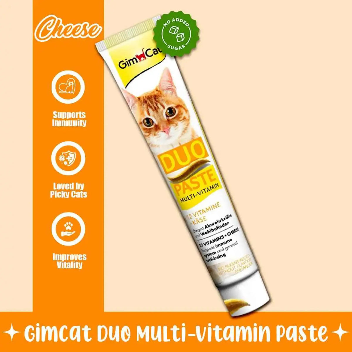 GimCat Duo-Paste Multi-Vitamin & Cheese for Cats | Multivitamin & Immune Support