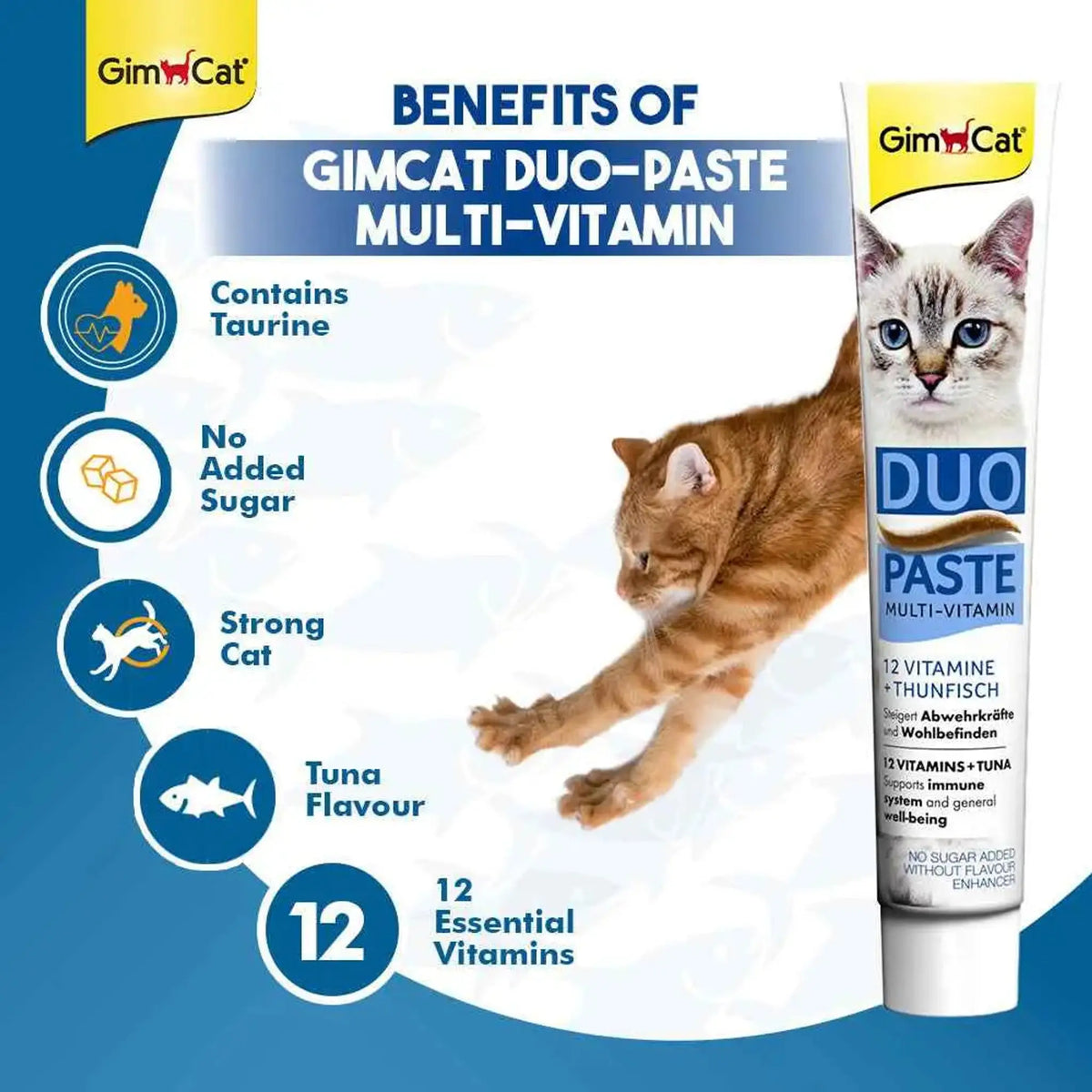 GimCat Duo-Paste Tuna Multi-Vitamin for Cats | Tuna Cat Paste for Vitality Support