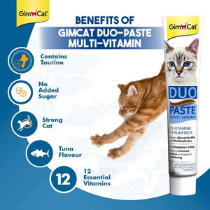 GimCat Duo-Paste Tuna Multi-Vitamin for Cats | Tuna Cat Paste for Vitality Support