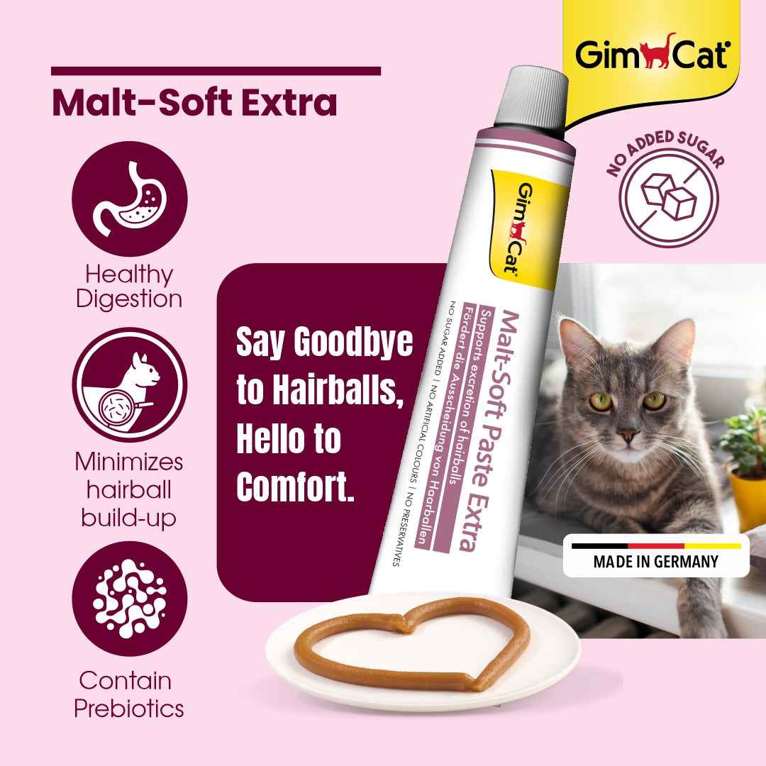 Wuuff&Meow GimCat Malt-Soft Extra for Cats | Supports Hairball Reduction & Smooth Digestion
