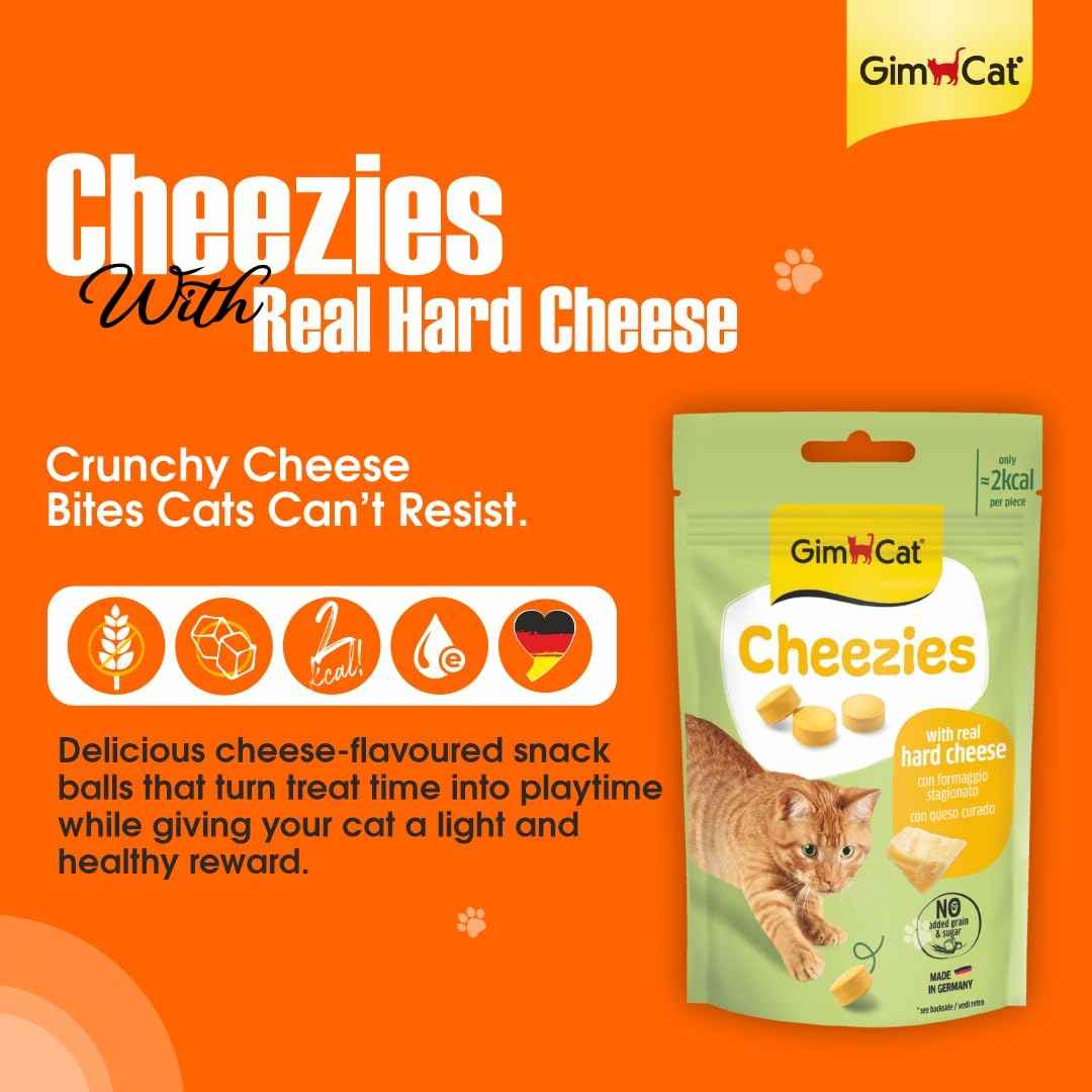 GimCat Cheezies – Real Hard Cheese Cat Treats with Vitamin E | 100 Cheezies