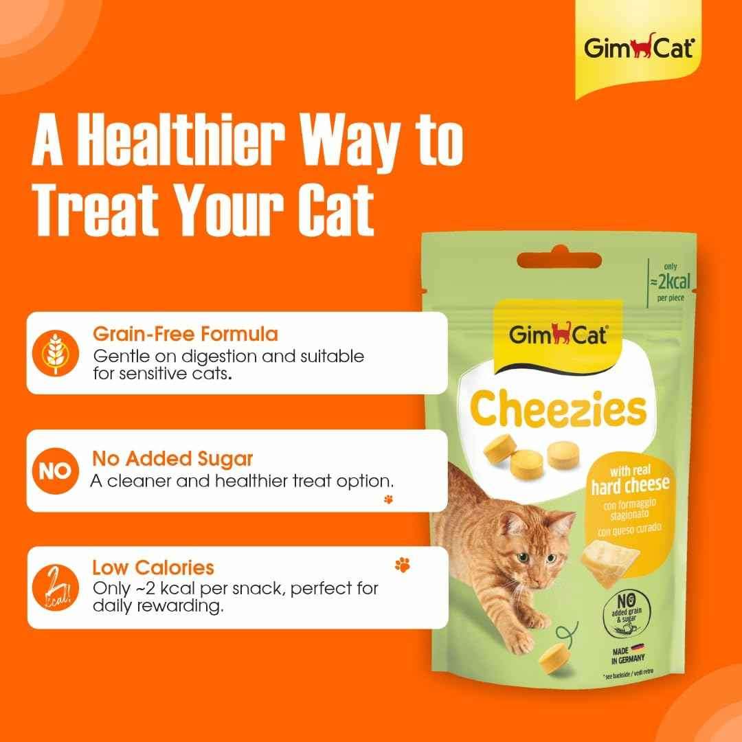 GimCat Cheezies – Real Hard Cheese Cat Treats with Vitamin E | 100 Cheezies
