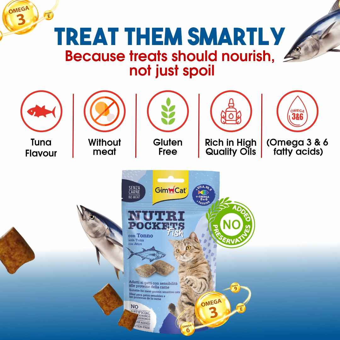 GimCat Nutri Pockets Fish – Crunchy Tuna Cat Treats