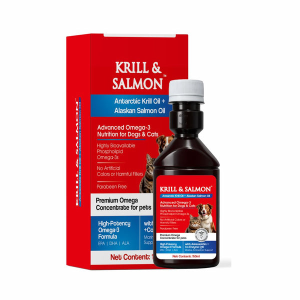 KRILL & SALMON™ High-Potency Omega-3 for Dogs & Cats – Antarctic Krill Oil + Wild Alaskan Salmon Oil