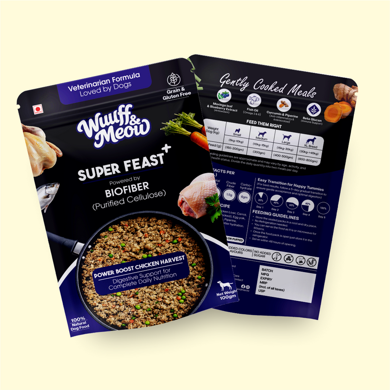 Super Feast+ | Power Boost Chicken Harvest Wet Dog Food: Gently Cooked Nutrition Dog Meal | 100 G - Powered By Biofiber™ Digestive Fiber