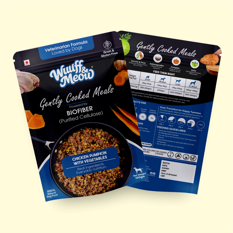 Chicken Pumpkin with Vegetables Dog Food — Gently Cooked Wet Dog Meal with Zero Preservatives| Powered By Biofiber™ Digestive Fiber | 100g